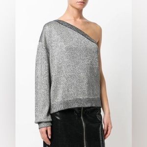 NWT RtA One Shoulder Metallic Sweater Size XS